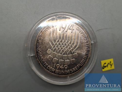 Silbermünze Bundesrepublik Deutschland 5 DM Grundgesetz 1974 pp Silber .625 11.2 gr Rauhgewicht
